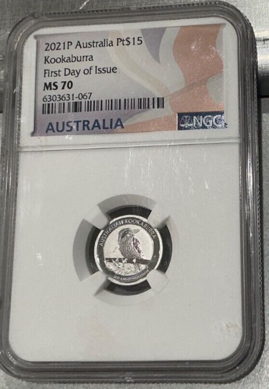 2021 1|10 Oz PLATINUM $15 Atralia KOAKABURRA NGC MS70 FIRST DAY ISSUE