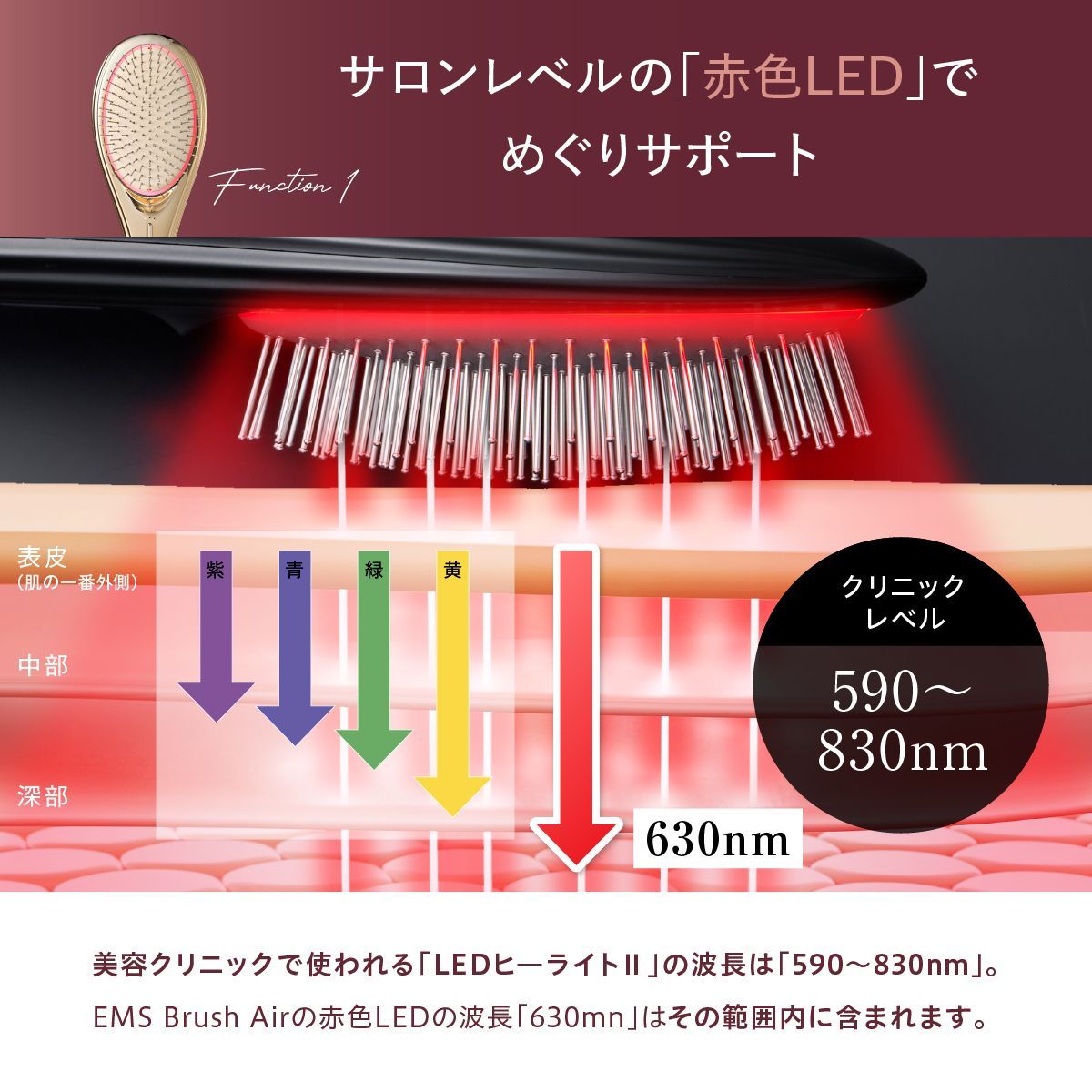 WAVEWAVE EMSブラッシュエアー 1個 ヘアブラシ 頭皮ブラシ EMS コーティング LED 髪ツヤ USB 持ち運び ヘッド ...