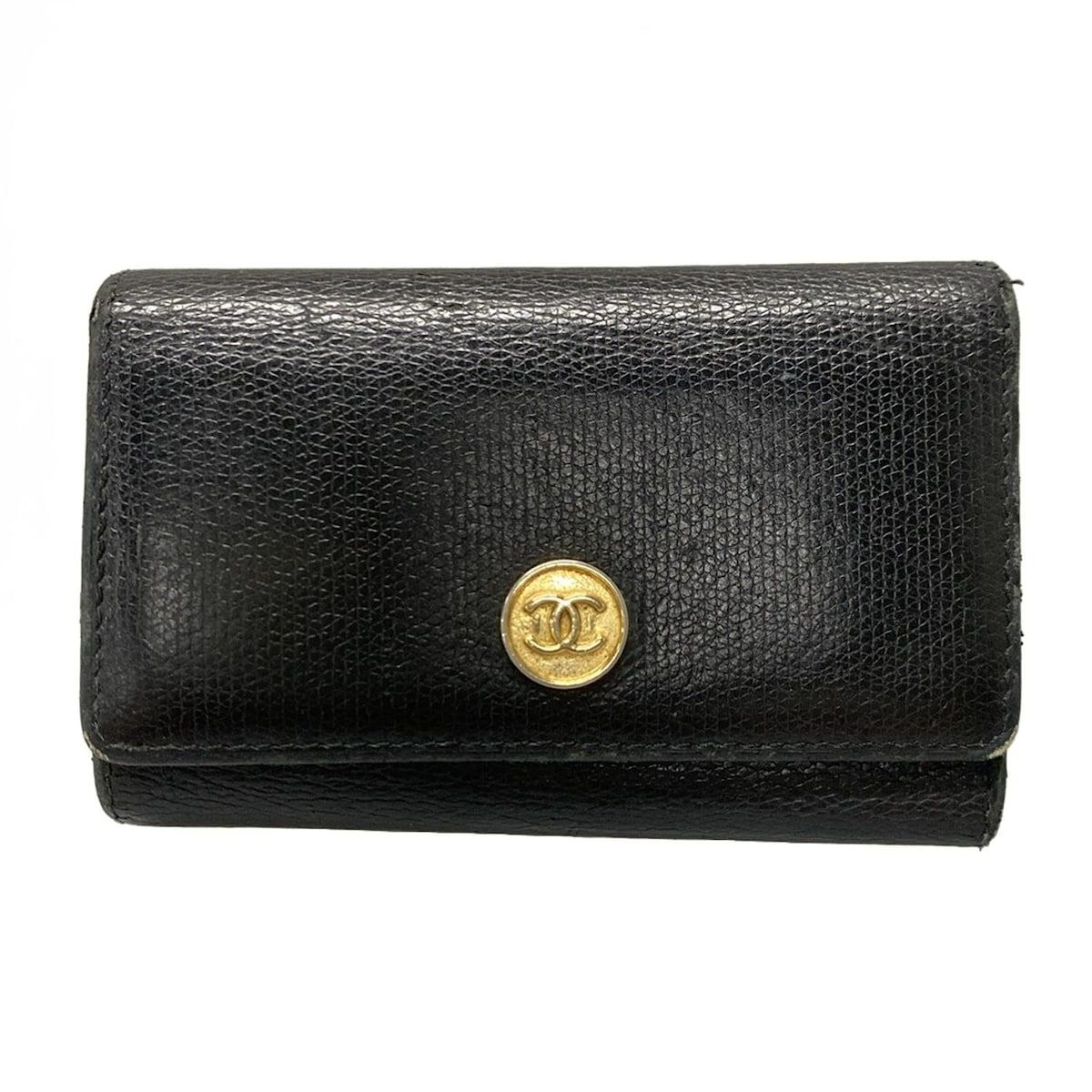 CHANEL(シャネル) キーケース ココボタン 黒 6連フック レザー