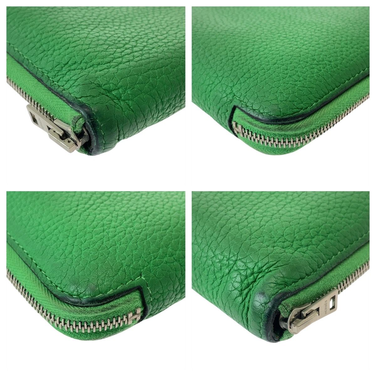 HERMES エルメス アザップ TGM グリーン シルバー金具 レザー 長