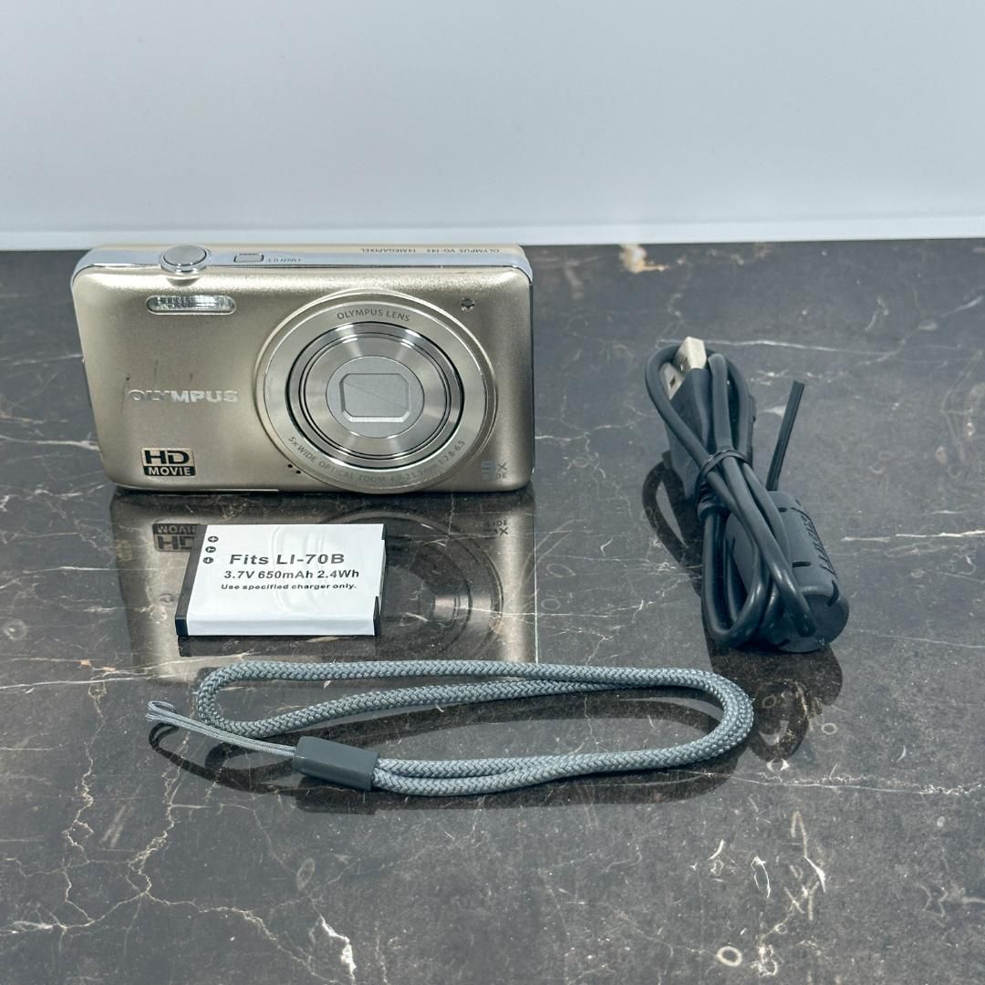 OLYMPUS VG-145 シャンパンゴールド オリンパス デジタルカメラ コンデジ コンパクトデジカメ カメラ 動作品 広角26mm 光学5倍ズーム スリム 軽量モデル 上品カラー レトロデジカメ