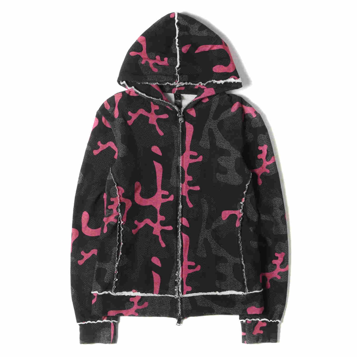 WJK パーカー サイズ:L カモ スーパーストレッチ スウェット パーカー (super stretch parka 2933 mj68q) ブラック ピンク グレー 日本製 トップス フーディー【メンズ】