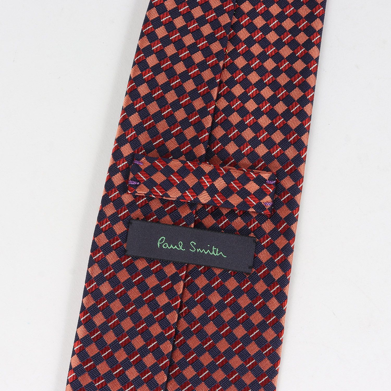美品 Paul Smith ポールスミス ジャガード チェック シルク ネクタイ 