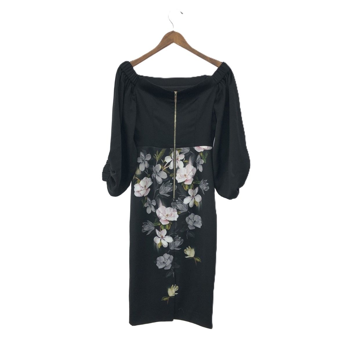 TED BAKER テッドベイカー ワンピース ブラック 花柄 パフスリーブ  