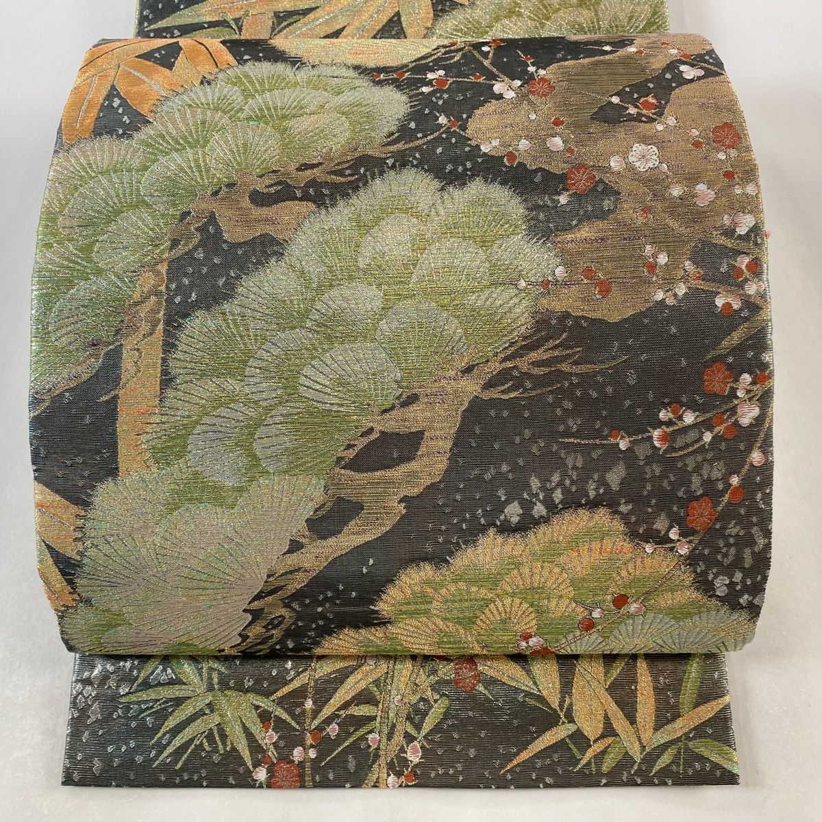 丸帯 松竹梅 金糸 本金箔 金色 お太鼓柄 正絹