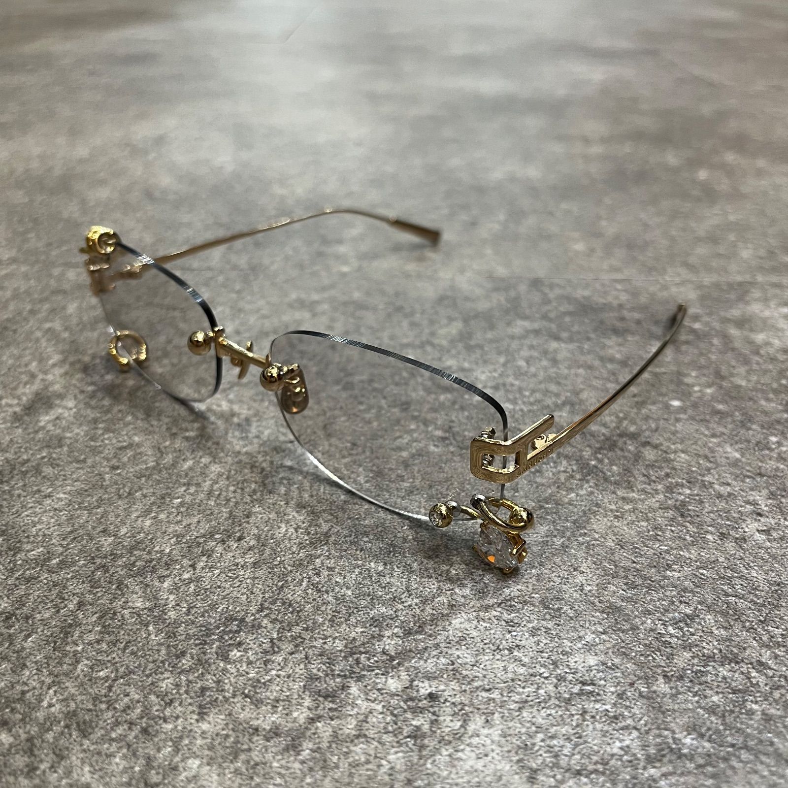 AMBUSH ピアスサングラス クリア ゴールド リムレスメガネ アンブッシュ 12114551 ゴールド 61口20-140 99962A2