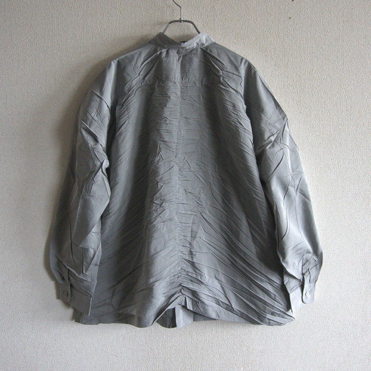 美品】ISSEY MIYAKE【シワ加工 シャツ】L グレー イッセイミヤケ