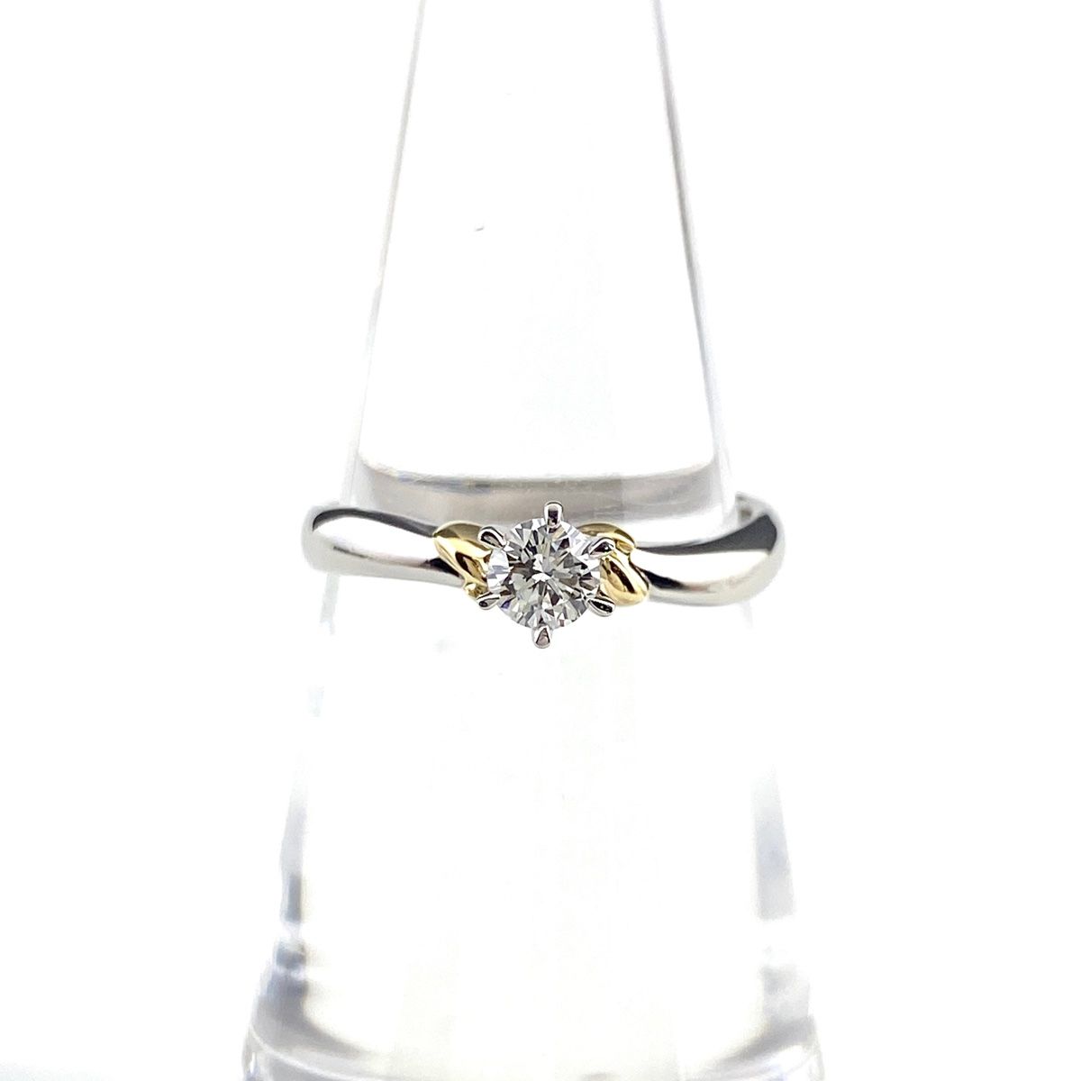 ダイヤモンド デザインリング プラチナ YG イエローゴールド 指輪 リング 10.5号 Pt900 K18 ダイヤモンド レディース