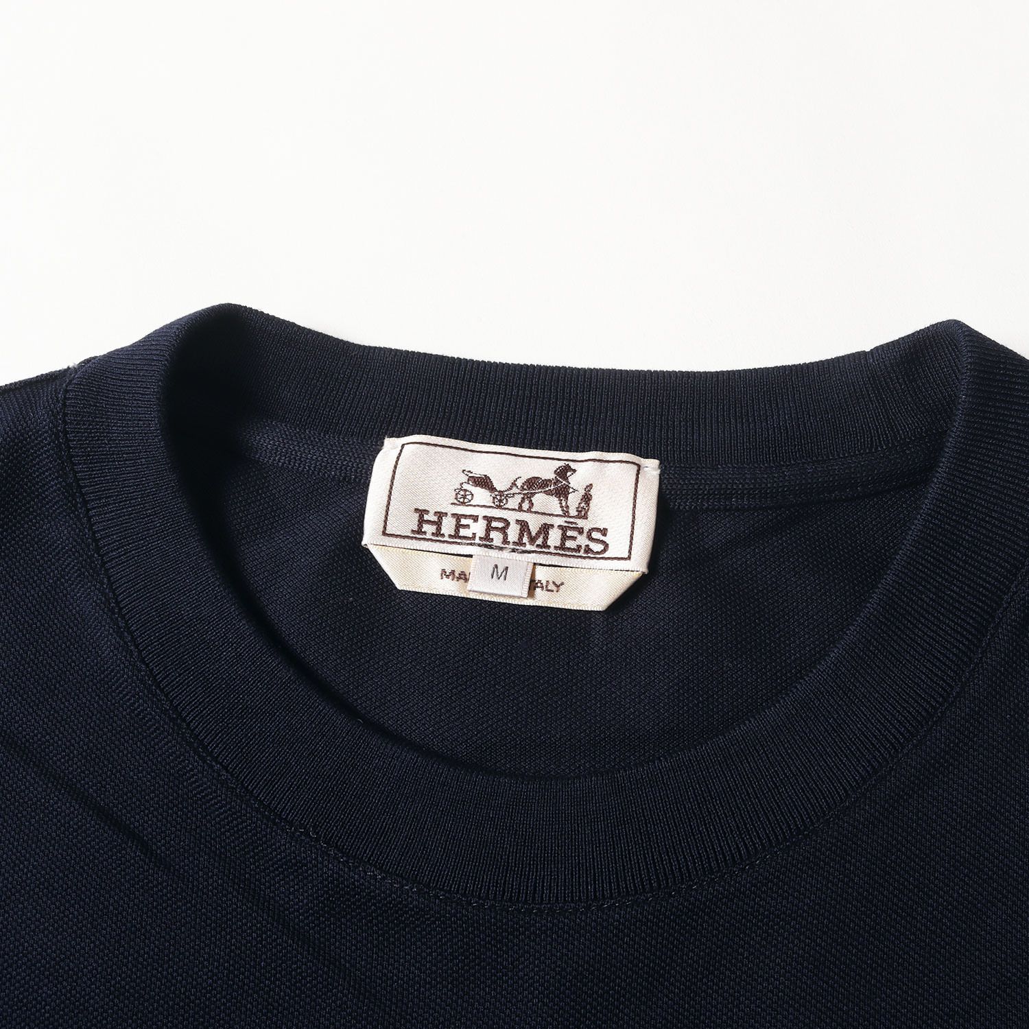 HERMES エルメス Tシャツ サイズ:M / Hロゴ 刺繍 ポケット ピケ