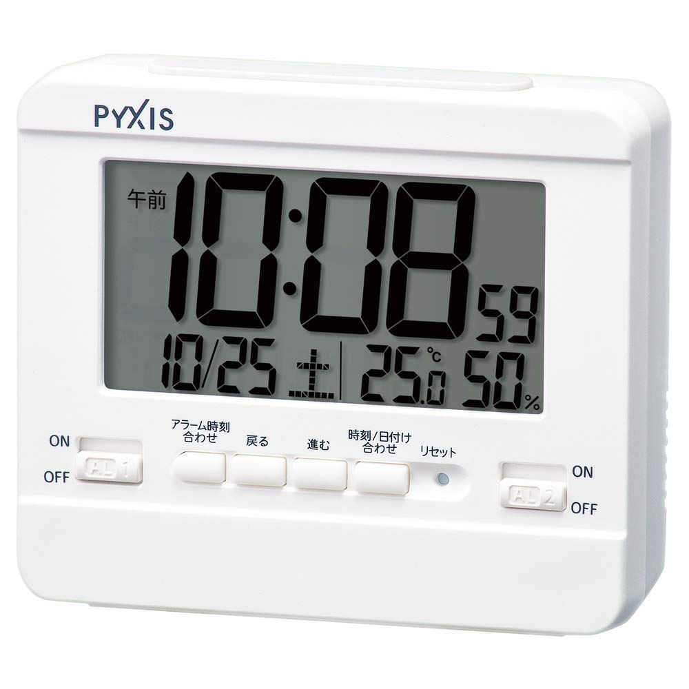 【特価セール】PYXIS 温度湿度表示 デジタル ピクシス 掛け時計 本体サイズ:9×10.5×4.2cm 目覚まし時計 置き時計 NR538W セイコークロック