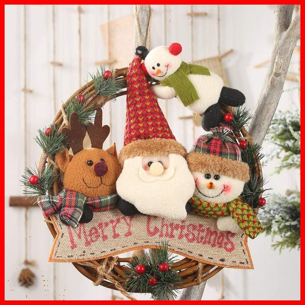 数量 クリスマスリース クリスマス花輪 玄関 庭園 ドア ぶら下げ飾り Merry Christmas 雪だるま サンタクロース サンタクロース 立体感 玄関飾り かわいい ゴージャス 手作り ナチュラルリース 部屋 旅館 店舗飾り 装飾輪 お祝い 誕生