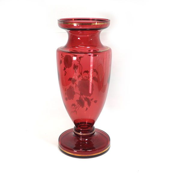 BOHEMIA ◇【花器】ボヘミア/手描き フラワーベース レッド