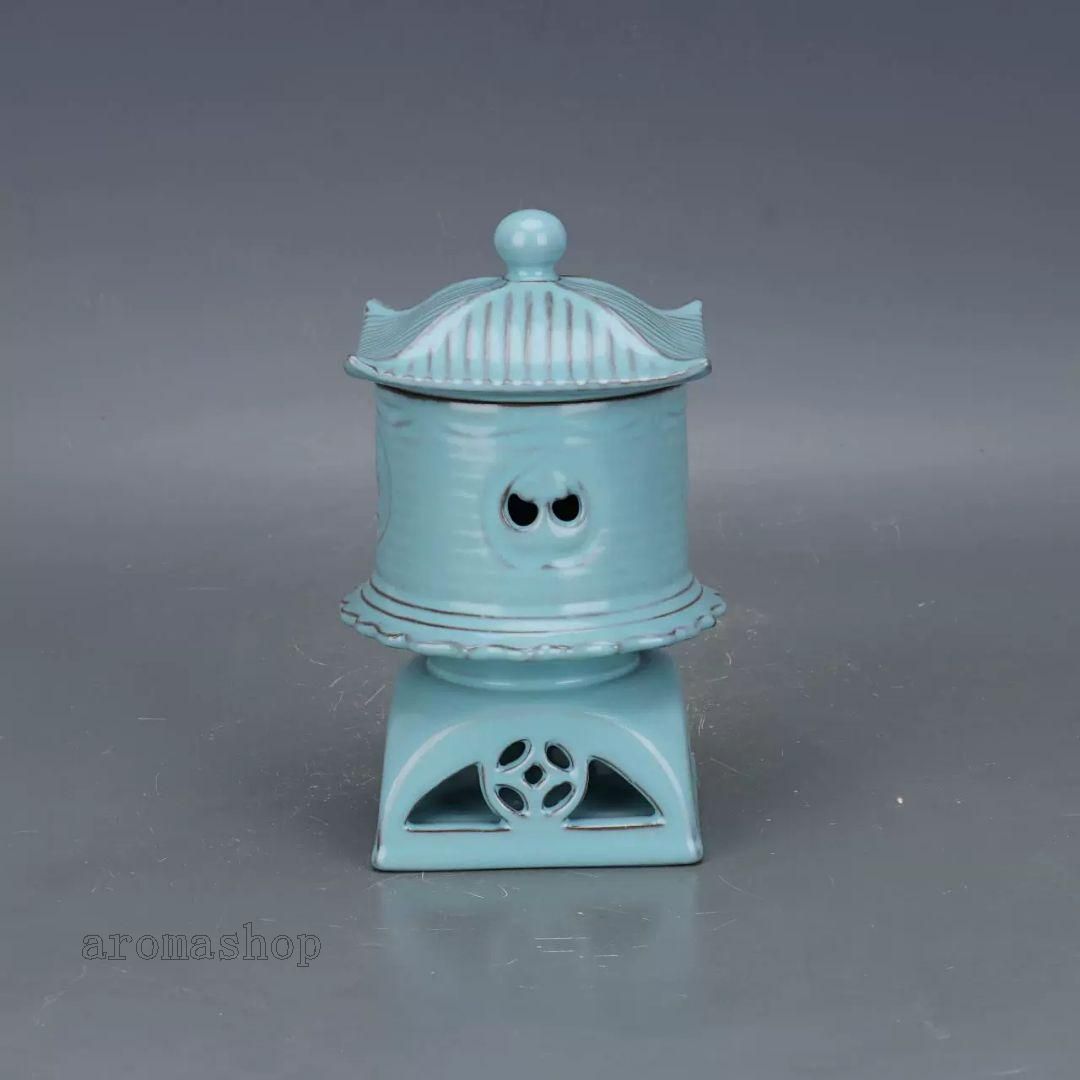 宋汝窯鉄胎刻八卦紋薫香炉 香道具 景徳鎮 陶磁器 装飾品 現代