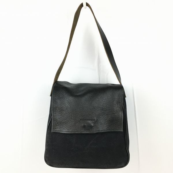LA CAGE/ラ カージュ　キャンバス生地×レザー　ショルダーバッグ〈黒/BLACK/ブラック〉管NO.B3-27 LA CAGE/ラ カージュ キャンバス生地×レザー ショルダーバッグ〈黒