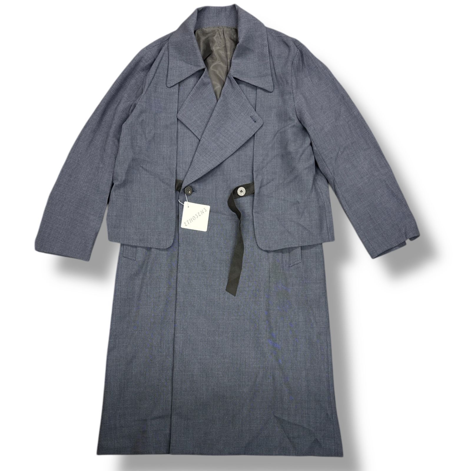 参考上代129800円 未使用品 ETHOSENS Bird's-eye 3Way coat コート エトセンス 3E223-52  2  Blue 81323A2