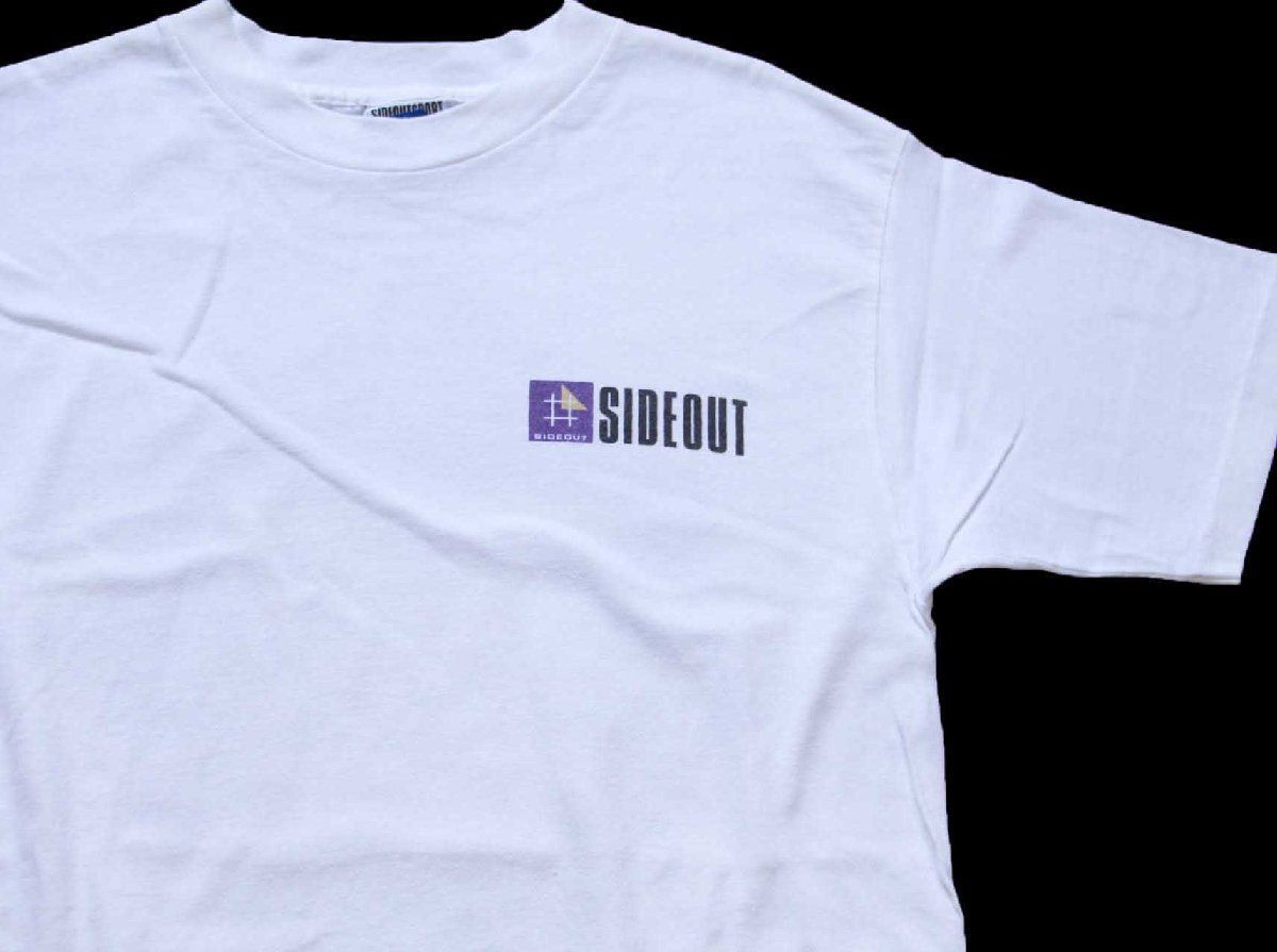 90s USA製 SIDEOUT SPORT アート コットンTシャツ 白 M