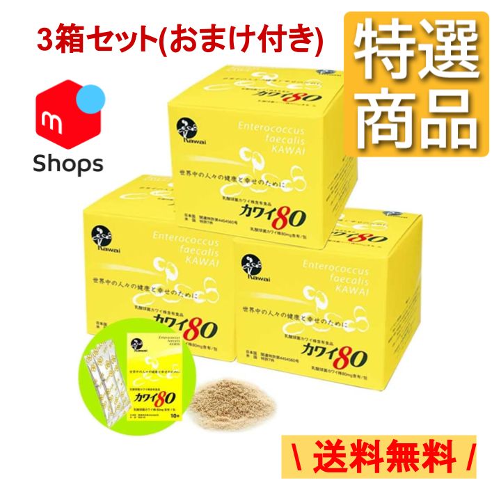 【特選品】カワイ80 x3箱 (計300包+10包) 乳酸球菌 カワイ株 80mg 含有 サプリメント 河合乳酸球菌研究所 粉末 パウダー 腸活