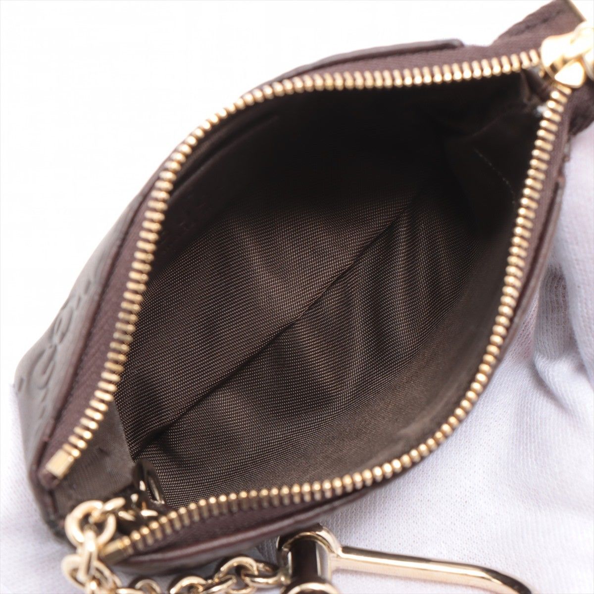 GUCCI ブラック レザー コインケース　グッチシマ GUCCI/グッチ グッチシマ レザー コインケース キーリング付き