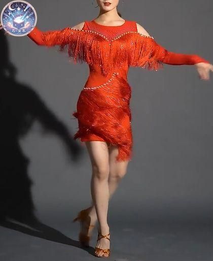 ♥ 社交ダンスドレス ラテンドレス ラメ 競技 デモ用 オーダーメイド