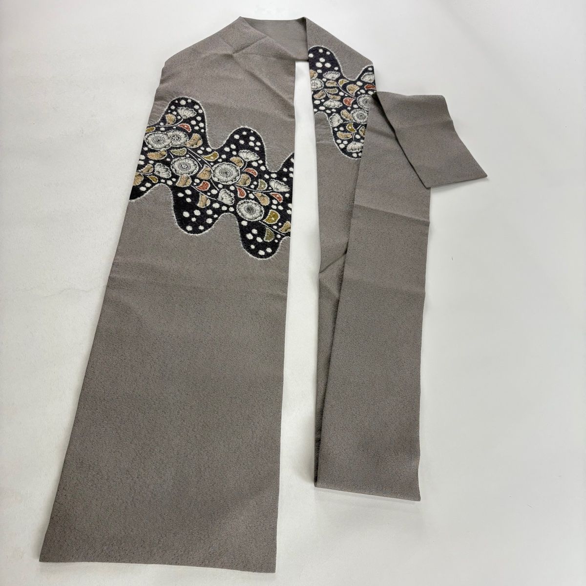 名古屋帯 美品 優品 辻が花 染め分け 灰紫 正絹 【中古