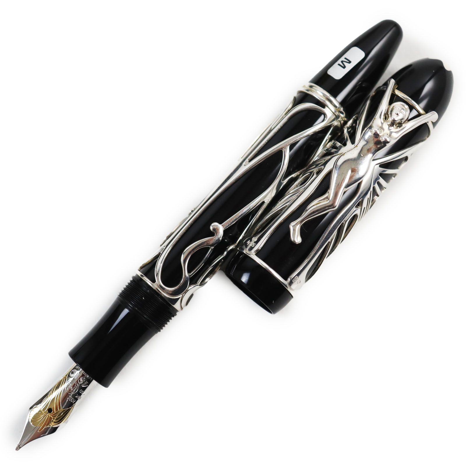 極美品●MONTBLANC モンブラン パトロンシリーズ2002 アンドリューカーネギー AG925 ペン先K18 Mニブ 3886/4810 ホワイトスター 万年筆 シルバー ブラック 箱・ケース付き 重量45.93g