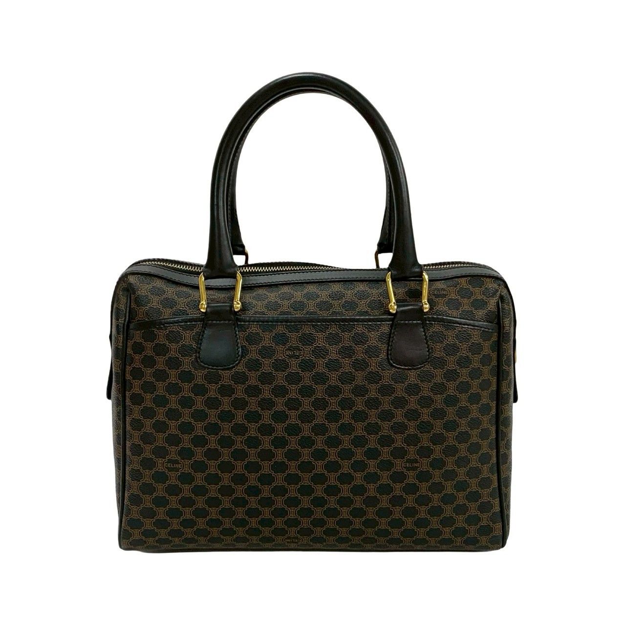 セリーヌ マカダム トリオンフ ボストンバッグ ブラウン e382 極 美品 CELINE セリーヌ ヴィンテージ マカダム ブラゾン