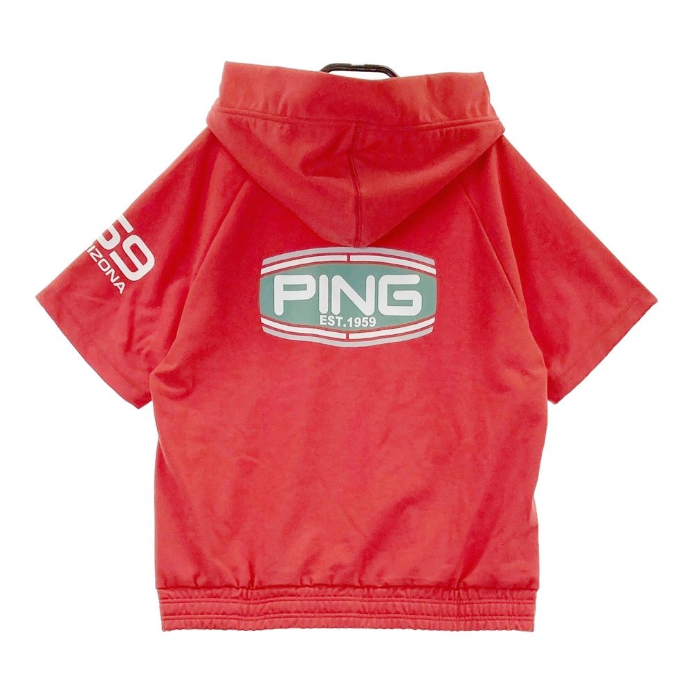 PING - ピン/半袖パーカー2022年購入 PING ピン 半袖パーカー ミントグリーン系×グレー バックロゴ