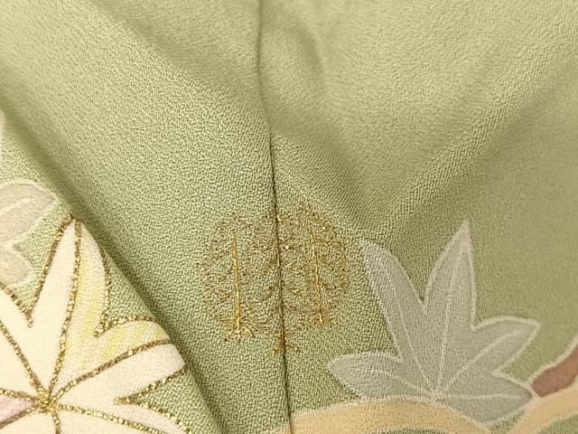 平和屋着物○創業460年・千總 訪問着 刺繍 雲取り草花文 金糸 金彩