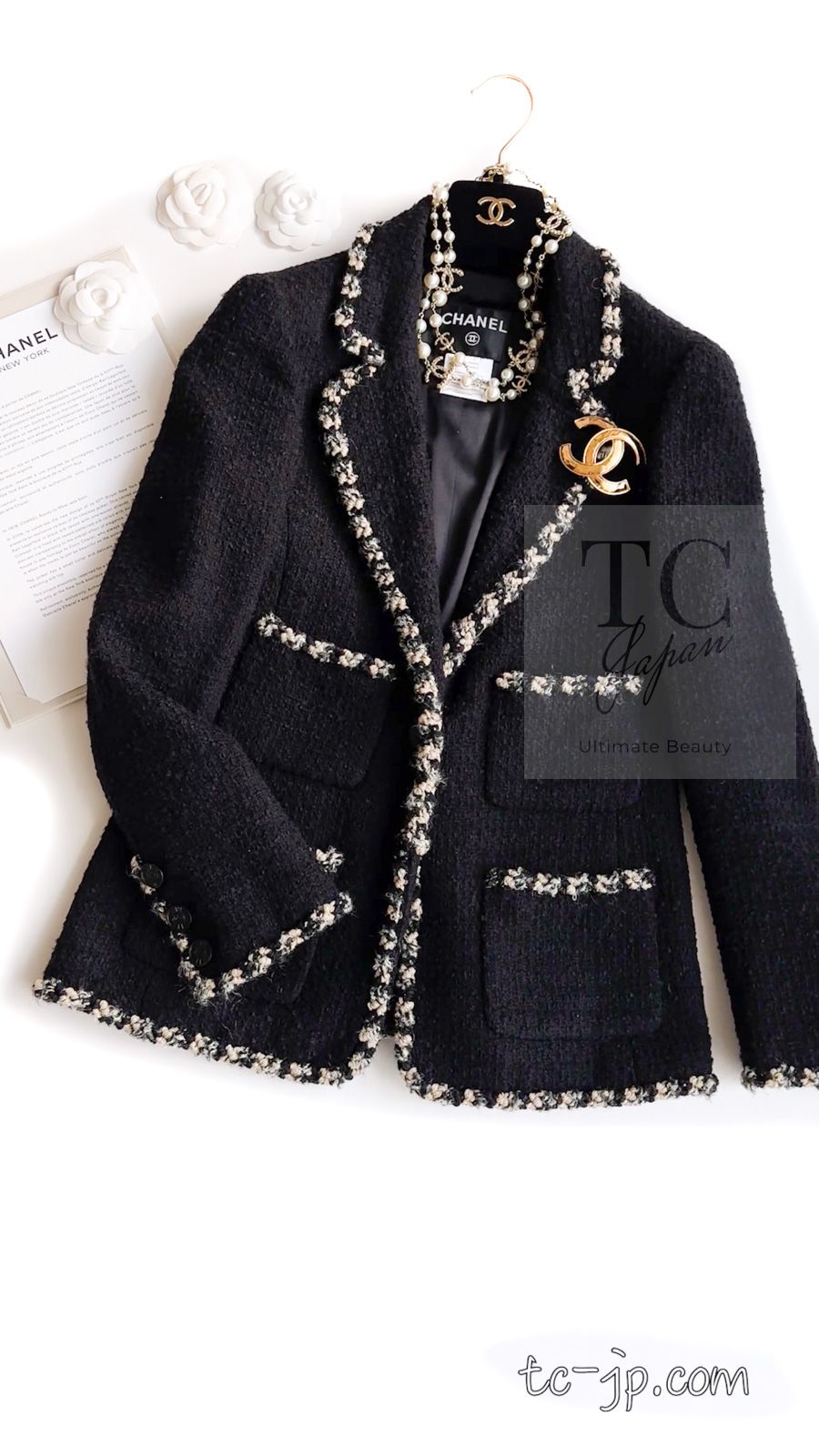 シャネル ジャケット CHANEL ブラック アトリミング ウール