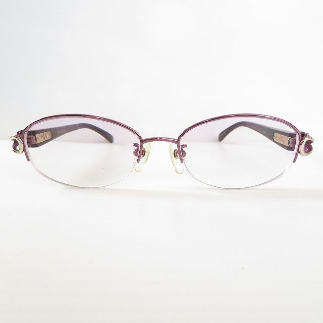 anzg 中村勘三郎 グラスパートナー メガネフレーム チタニウム 21-03 52□17 133 紫 手作り 日本製 度入り レディース 942898