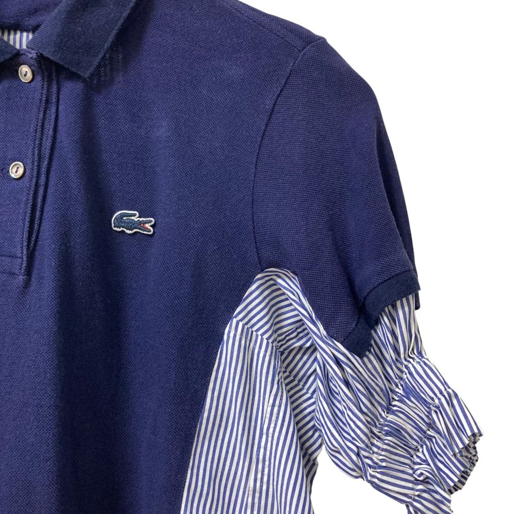 sacai LACOSTE サカイ ラコステ コラボ バックフ 半袖 ポロシャツ 36 ネイビー レディース 古着