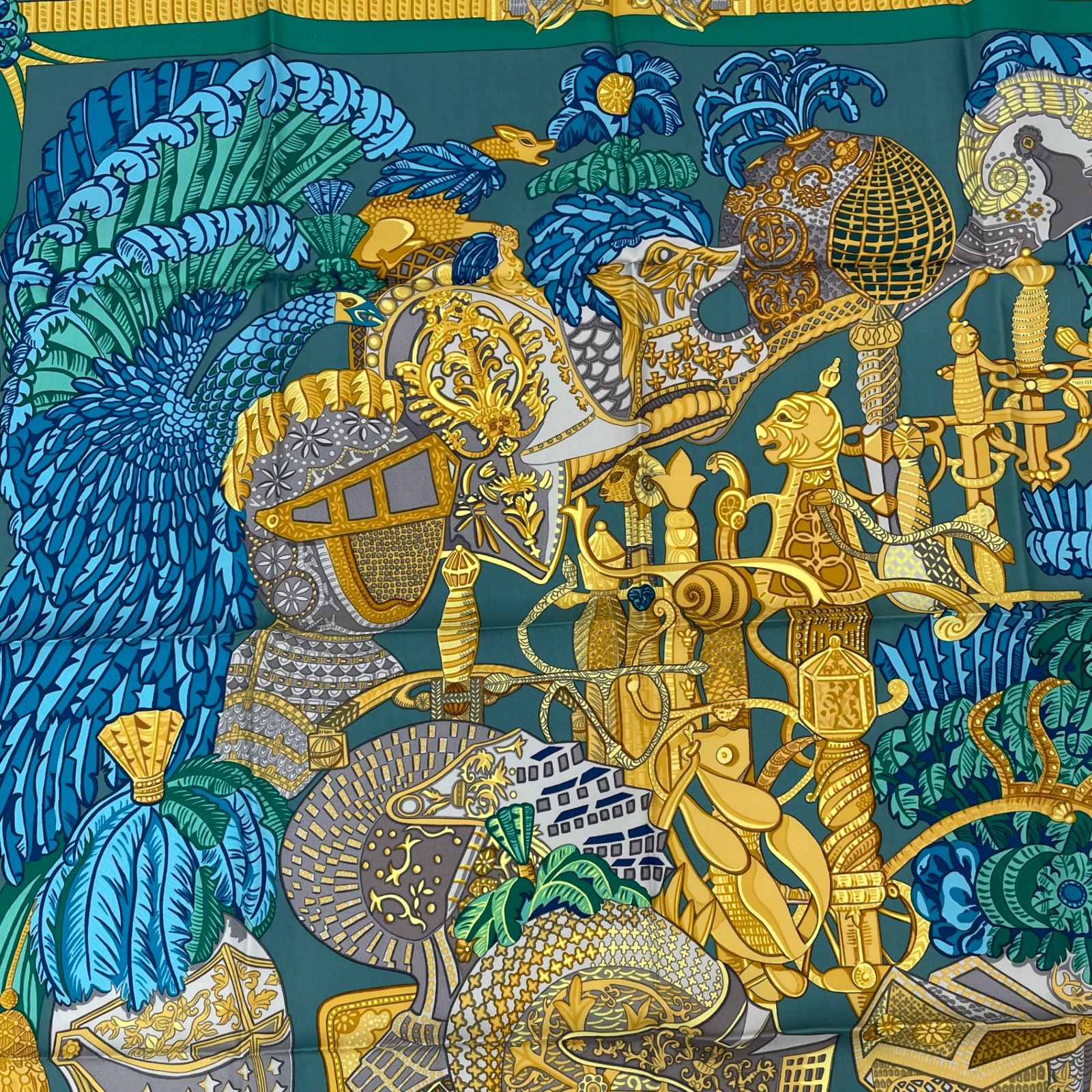 HERMES カレ90 ARMETS en PANACHE 羽飾りの騎兵兜 エルメス カレ90