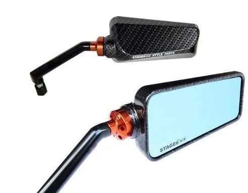 F1ミラー バックミラー カーボン柄 正ネジ 逆ネジ 8mm 10mm ブルーレンズ SG6-PB