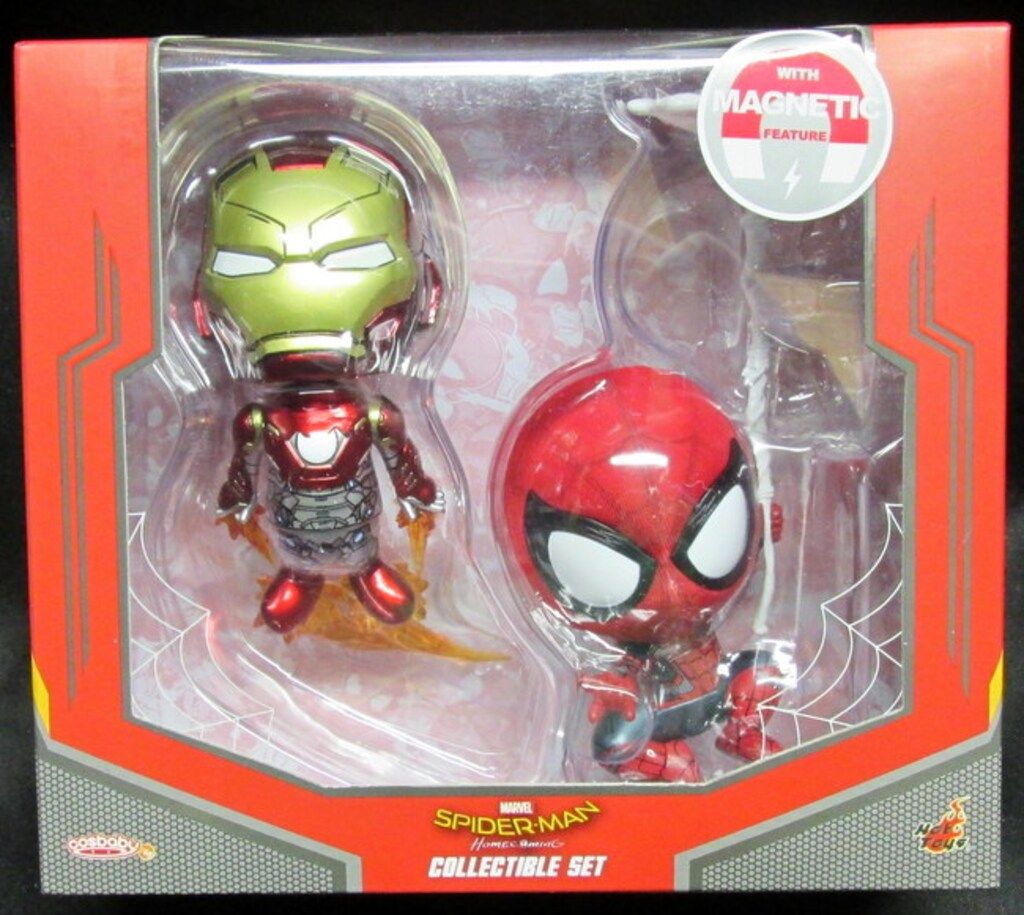 HOT TOYS COSBABY(S) BOBLE-HEAD SPIDERMANu0026IRONMANMARK XLVII
