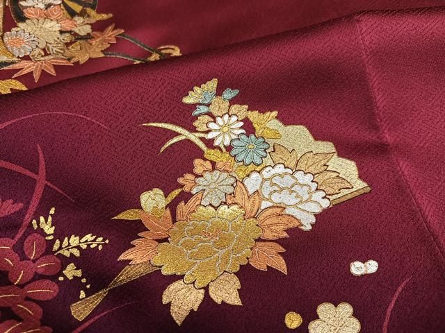 平和屋着物□豪華振袖 御所車草花文 暈し染め 金彩 鈴乃屋扱い 正絹