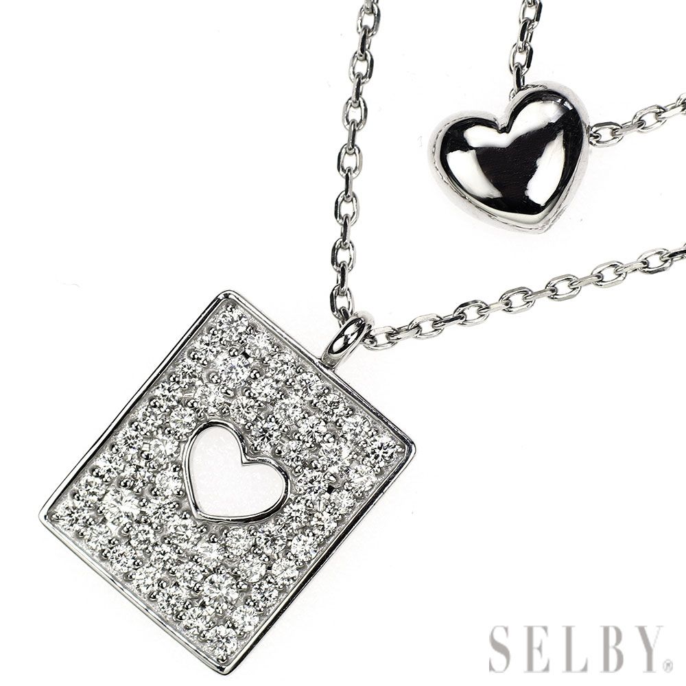 ラッセル K18WG ダイヤモンド ペンダントネックレス 0.51ct ハート  