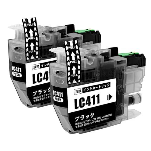 【SHUOLEI】Brother用 ブラザー用 LC411-2PK 互換インクカートリッジLC411インク (2パック ブラック)最新チップ型 最優良互換インクカートリッジ 残量表示 対応型番DCP-J1800N DCP-J526N DCP-J914N DCP