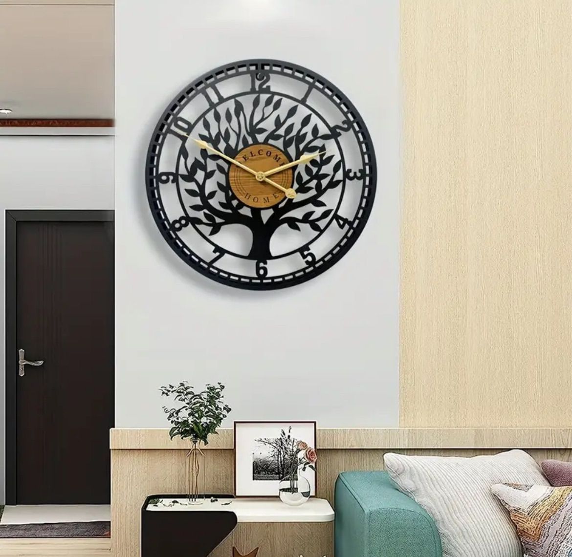 Amazon.co.jp: 掛け時計 木製 木枠 静音 壁掛け時計 おしゃれ 黄色