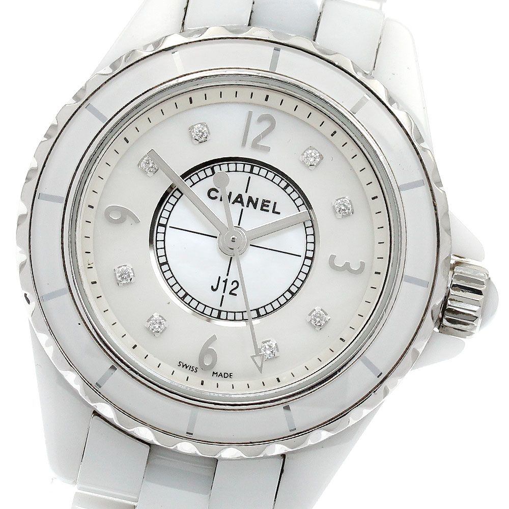 シャネル CHANEL H2570 J12 ホワイトセラミック 8Pダイヤ クォーツ  