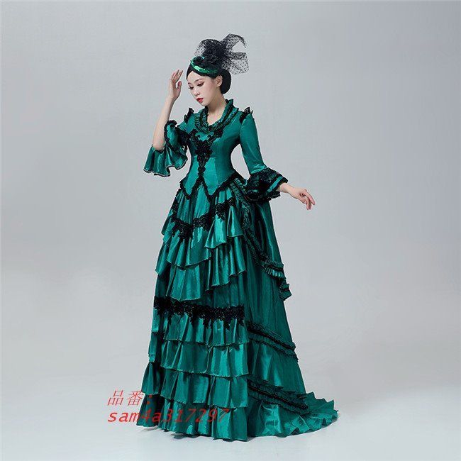 貴族ドレス ヨーロッパ 西洋ドレス 劇場 中世貴族風 3点セット バロック時代BUSTLE 宮廷ドレス ビリジャン am4a317297