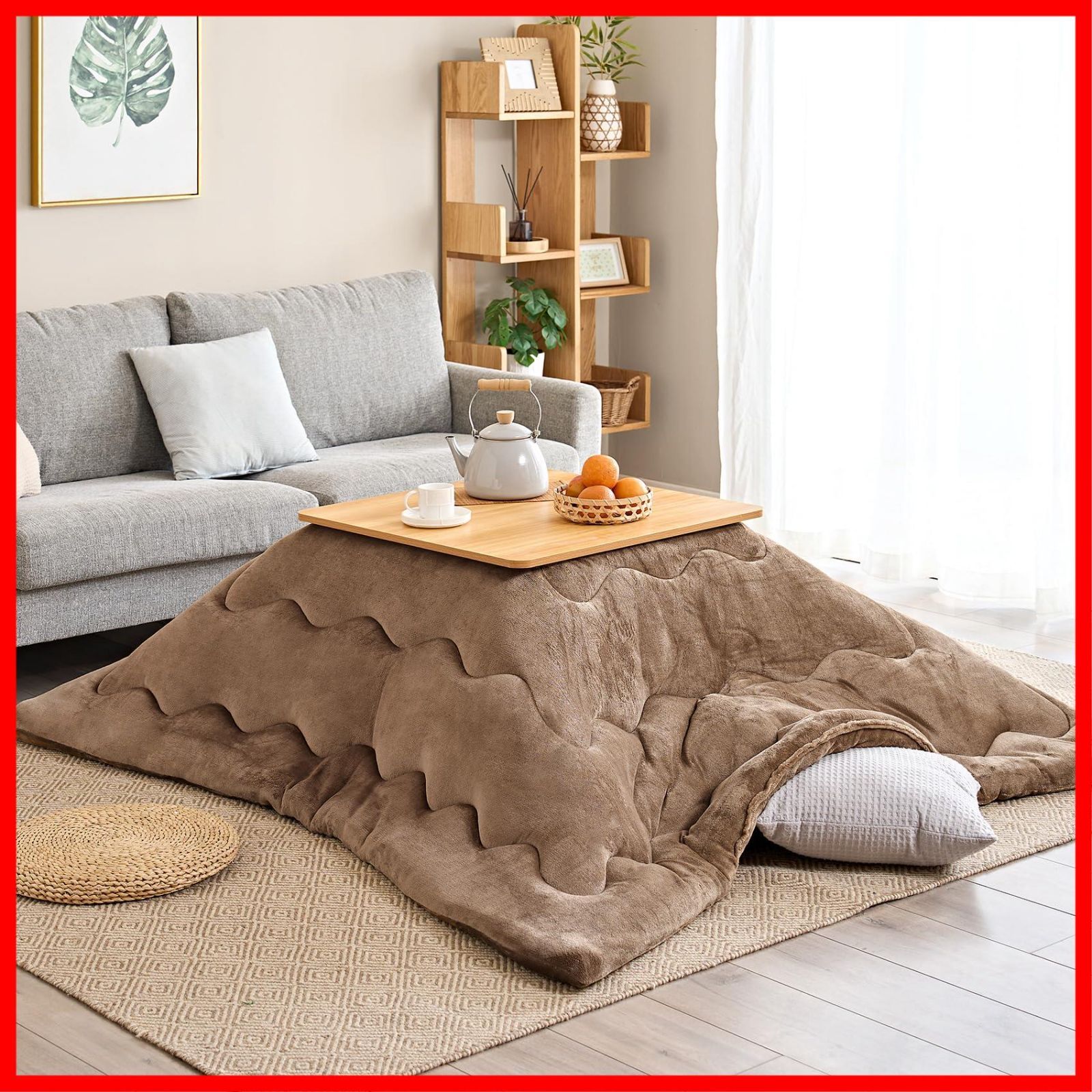【人気商品】単品185×185cm フランネル コタツ布団 正方形 正方形 こたつ掛け布団 フィットキルト リバーシブル こたつ布団 両面使える 保温性 丸洗いOK Hansleep 静電気防止 毛抜けない (185x185キ