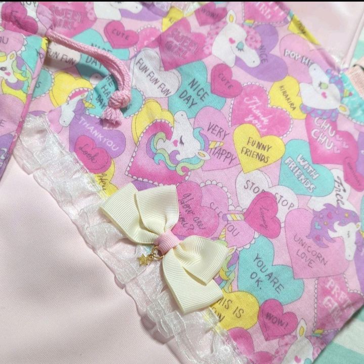 ゆめかわ　ユニコーン　レッスンバッグ　上履き袋　体操着袋　給食袋　セット　女子 ユニコーン レッスンバッグ 上履き入れ 体操着袋 給食袋 セット
