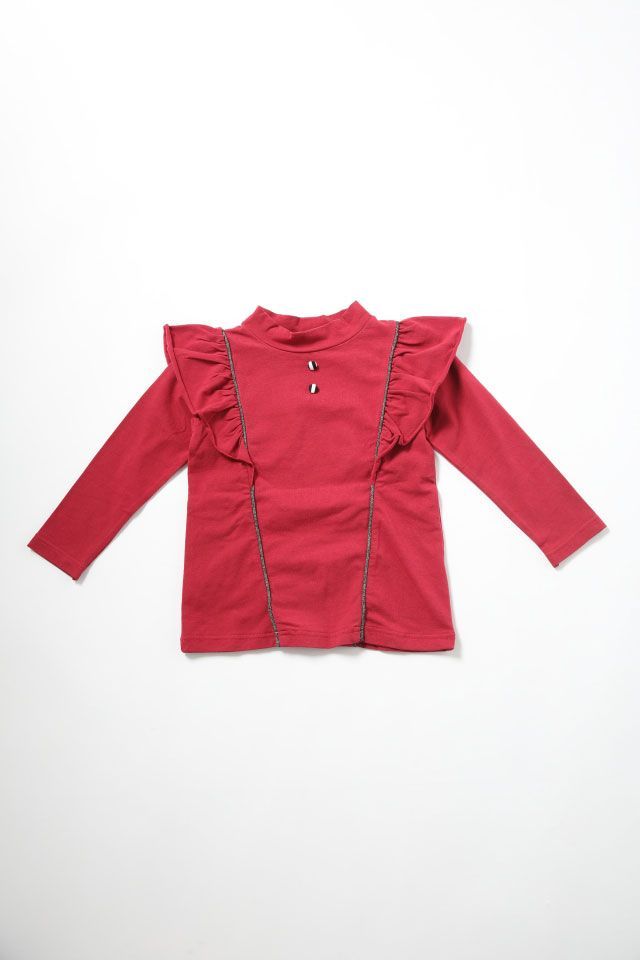 格安，定番 UNICA/ベア天竺肩フリルロンT 長袖 Tシャツ トップス　新品子供服100 キッズ 女の子 Tシャツ
