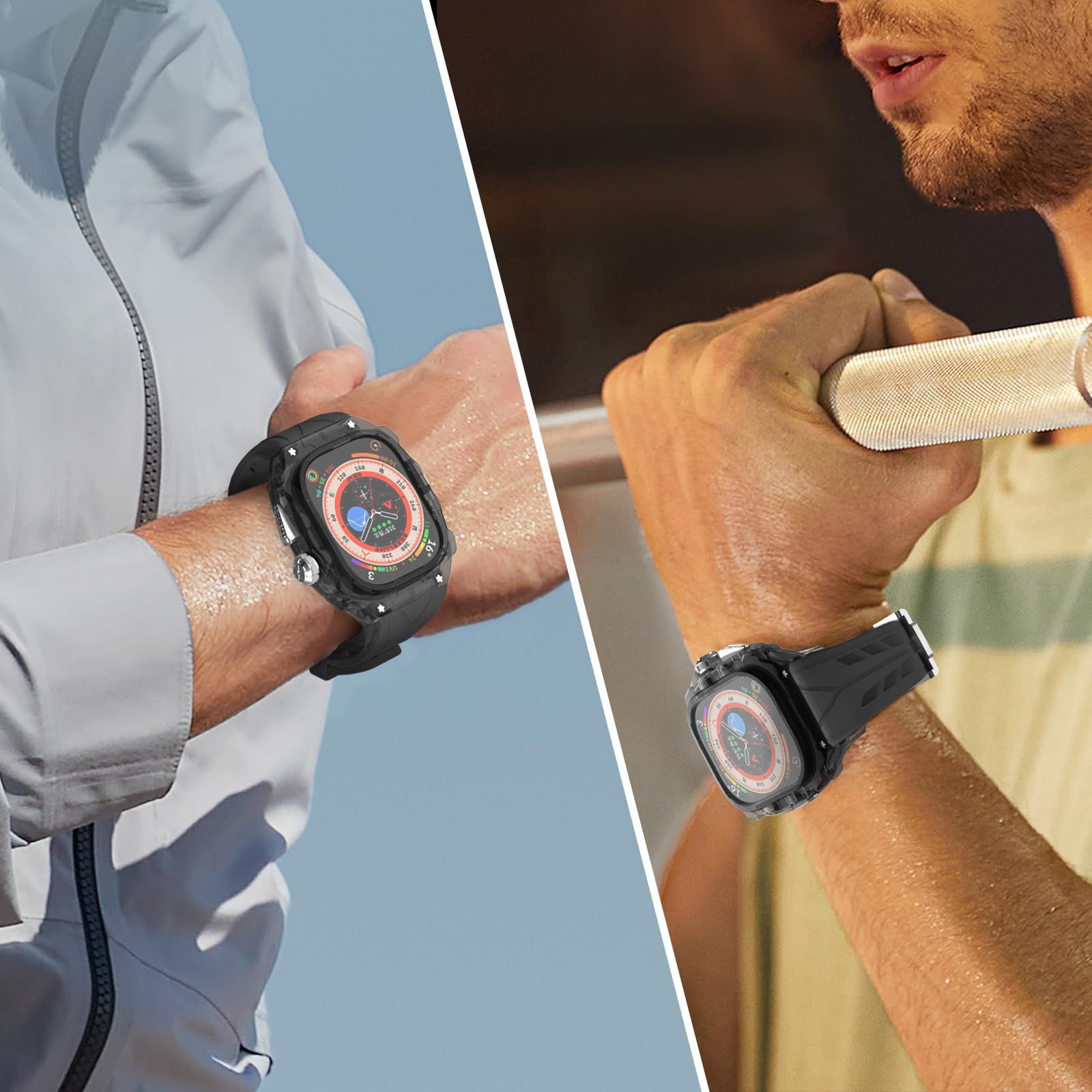 新着商品 Ultra 1|2 49mmバンド Watch カバー付き 高耐久 頑丈なケース シリコンストラップ 軽量透明ケース?用Apple 男性|女性用フル保護カバー 透明マット白 明インク黒 CHRISTIANNAURATH_COM_BR