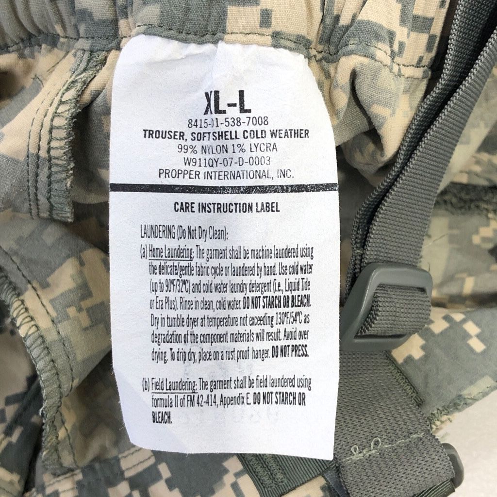 デッドストック 米軍実物 U.S.ARMY ECWCS GEN3 LEVEL5 ソフトシェル パンツ ミリタリー ACUカモ (メンズ XL-L)  中古 古着 P7364