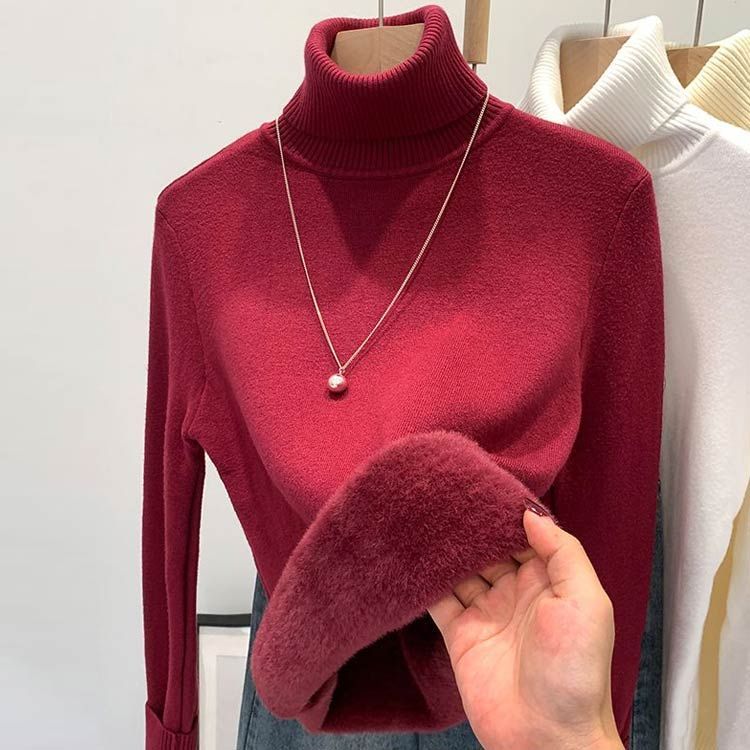 裏シャギー 裏起毛 ニット トップス レディース ハイネック セーター