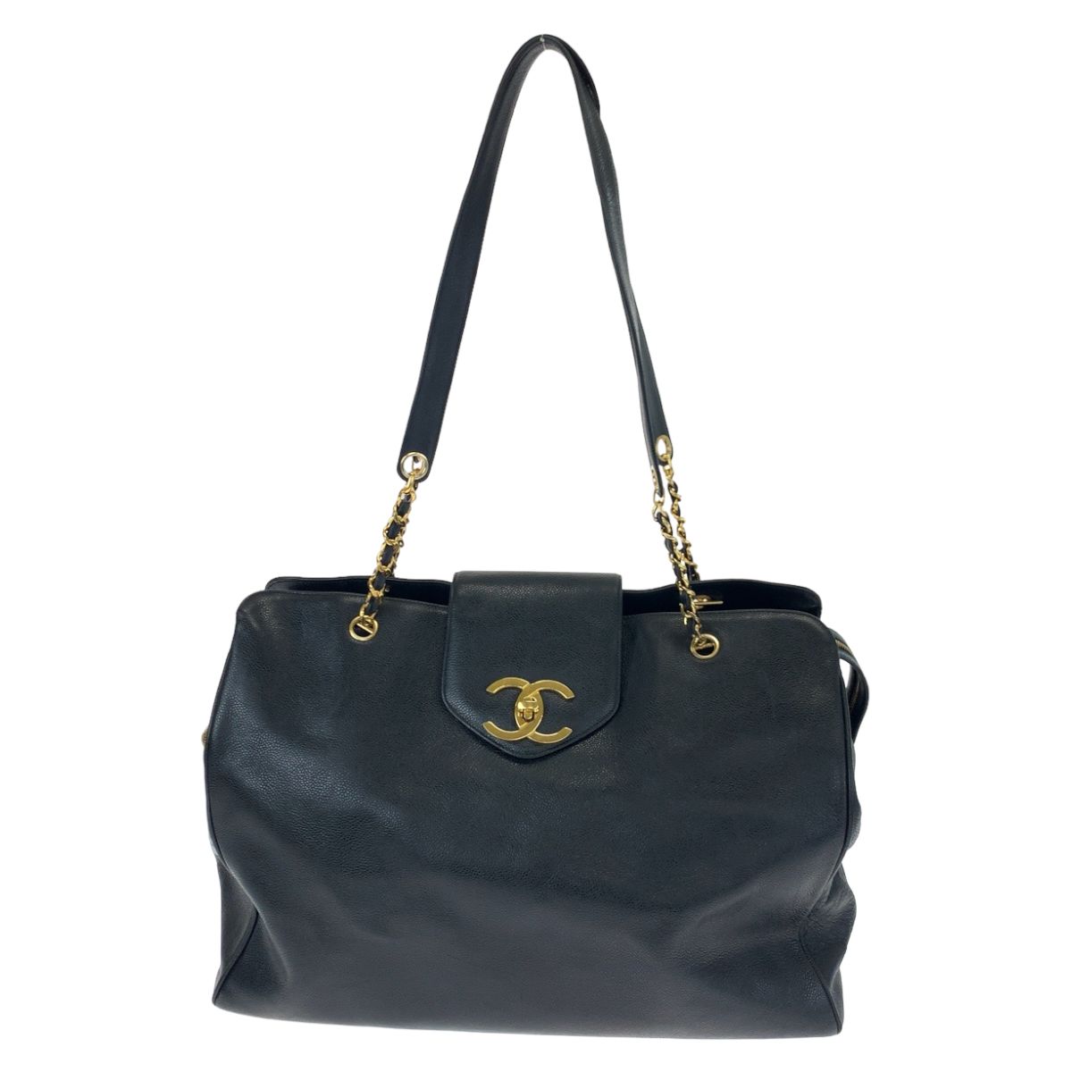 ［美品］シャネル　ココマーク　ターンロックモチーフ　チェーン　トートバッグ CHANEL シャネル スーパーモデルバッグ ココマーク ターンロック