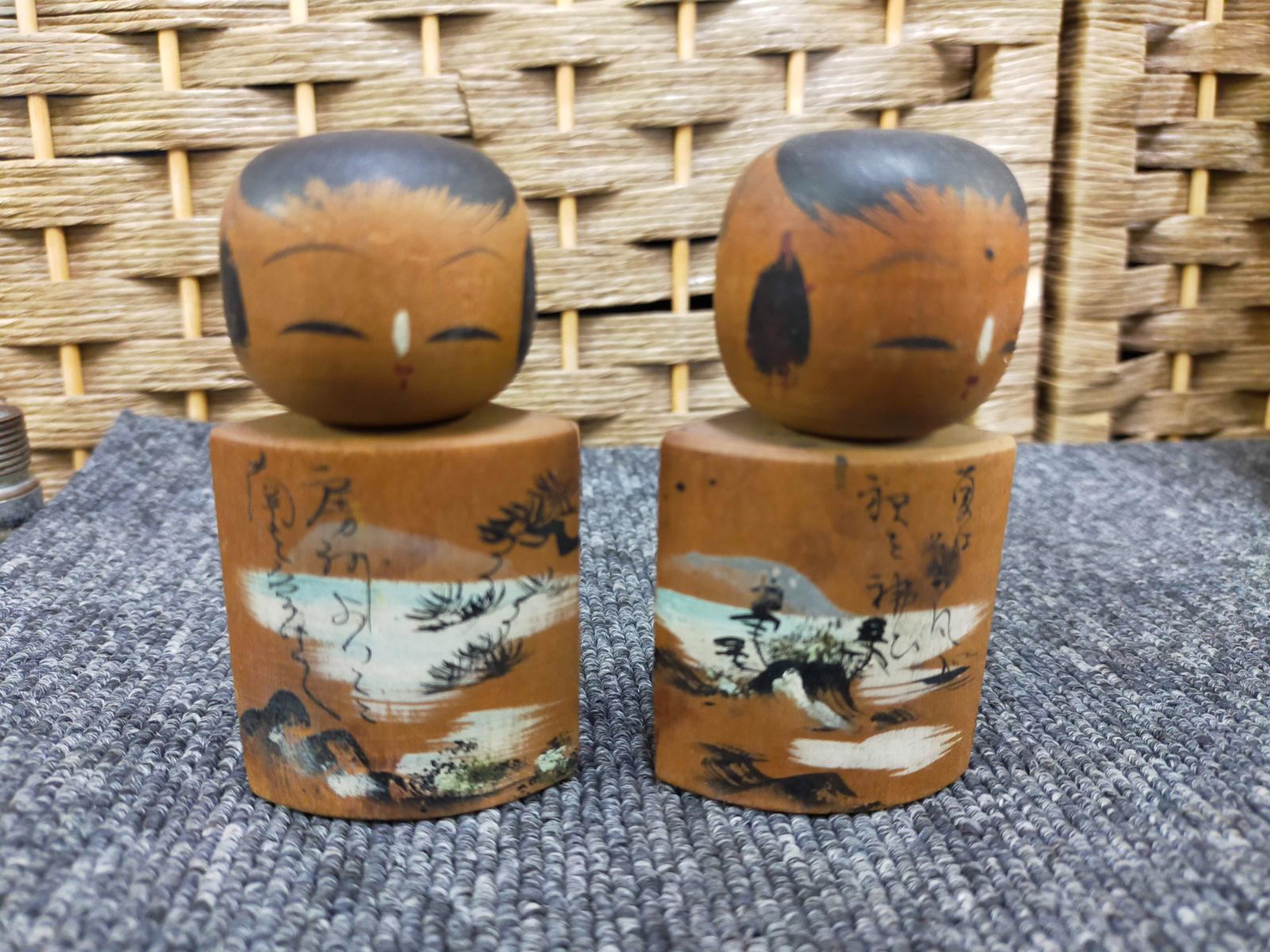 大幅値下げ！最終値下げ‼️入手困難！アンティーク銅板、昭和レトロ日本製手作り。 昭和レトロ 伝統的な手作りこけし 小芥子 木製 工芸品12体セット