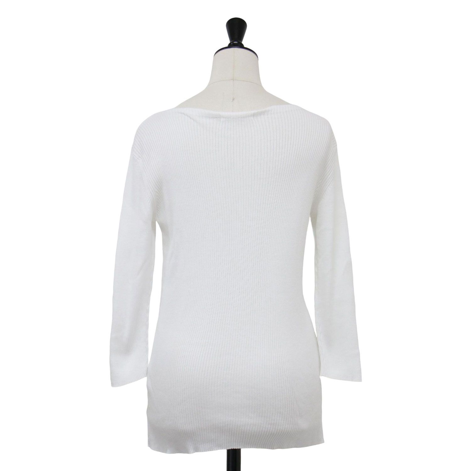 GALERIE VIE ギャルリー ヴィー カットソー ホワイト 白 サイズ | 24春夏 ギザコットン リブ ボートネック プルオーバー | カットソー | 7分袖 ボートネック コンパクト ストレッチ レディース