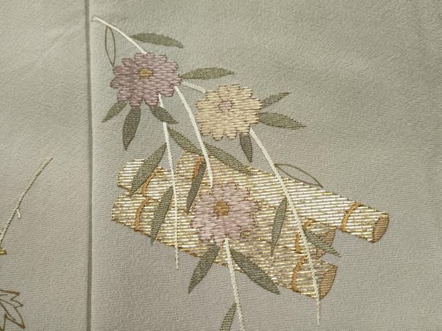 平和屋着物○訪問着 竹屋町刺繍 舞花文 暈し染め 金糸 金彩